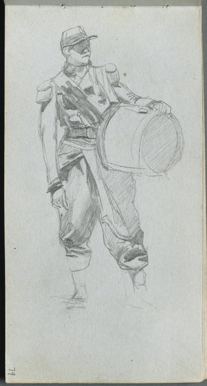 Skizzenbuch, Seite 79: Soldat mit Trommel von Jean Louis Ernest Meissonier