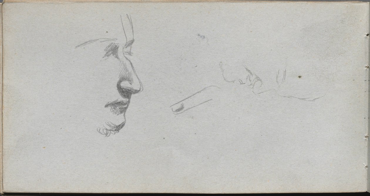 Skizzenbuch, Seite 80: Studie von Gesichtern von Ernest Meissonier