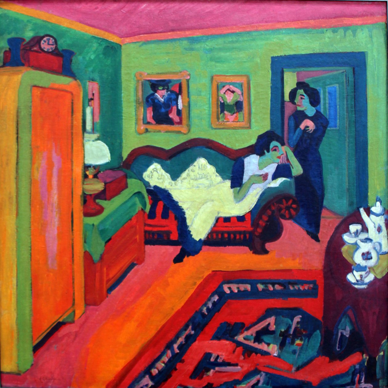 Interieur mit zwei Mädchen von Ernst Ludwig Kirchner