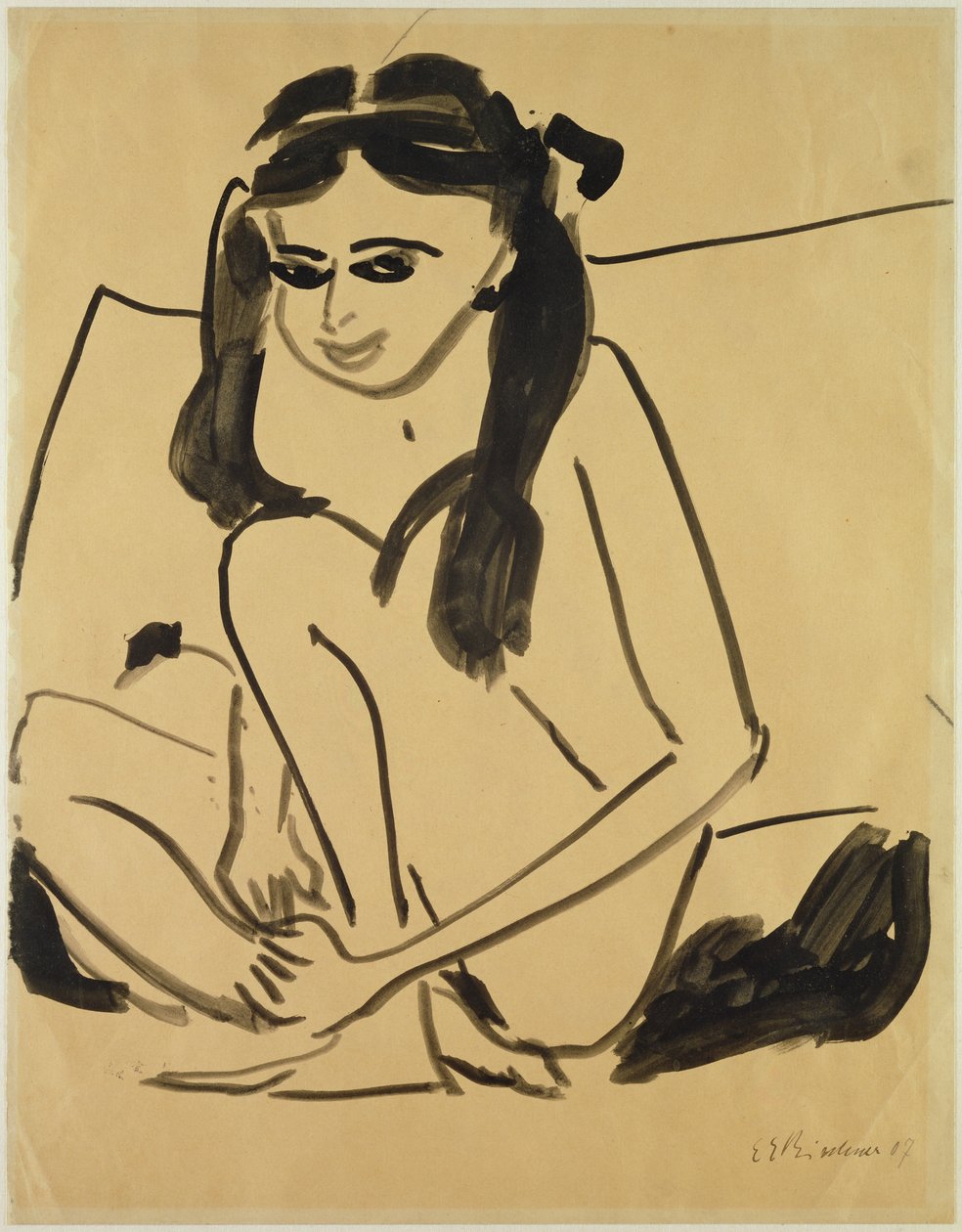 Kauerndes nacktes Mädchen von Ernst Ludwig Kirchner