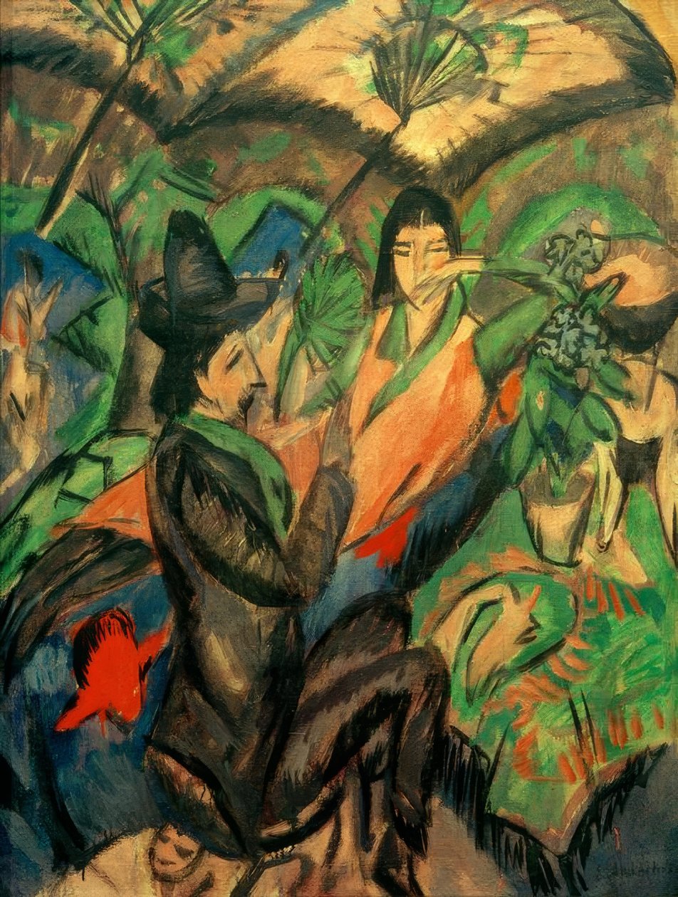 Paar unter Japanschirm von Ernst Ludwig Kirchner