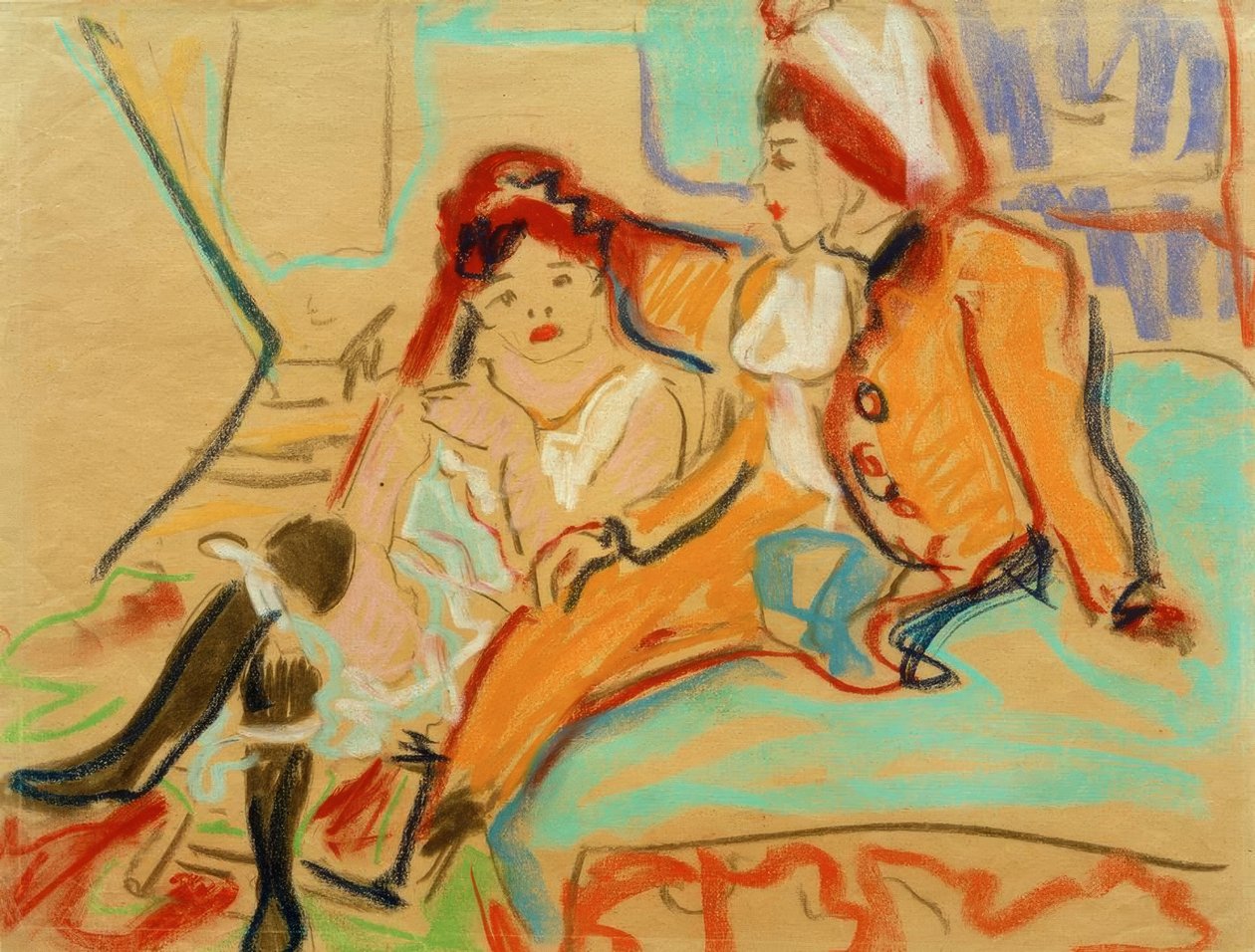 Zwei Mädchen auf einem Diwan von Ernst Ludwig Kirchner