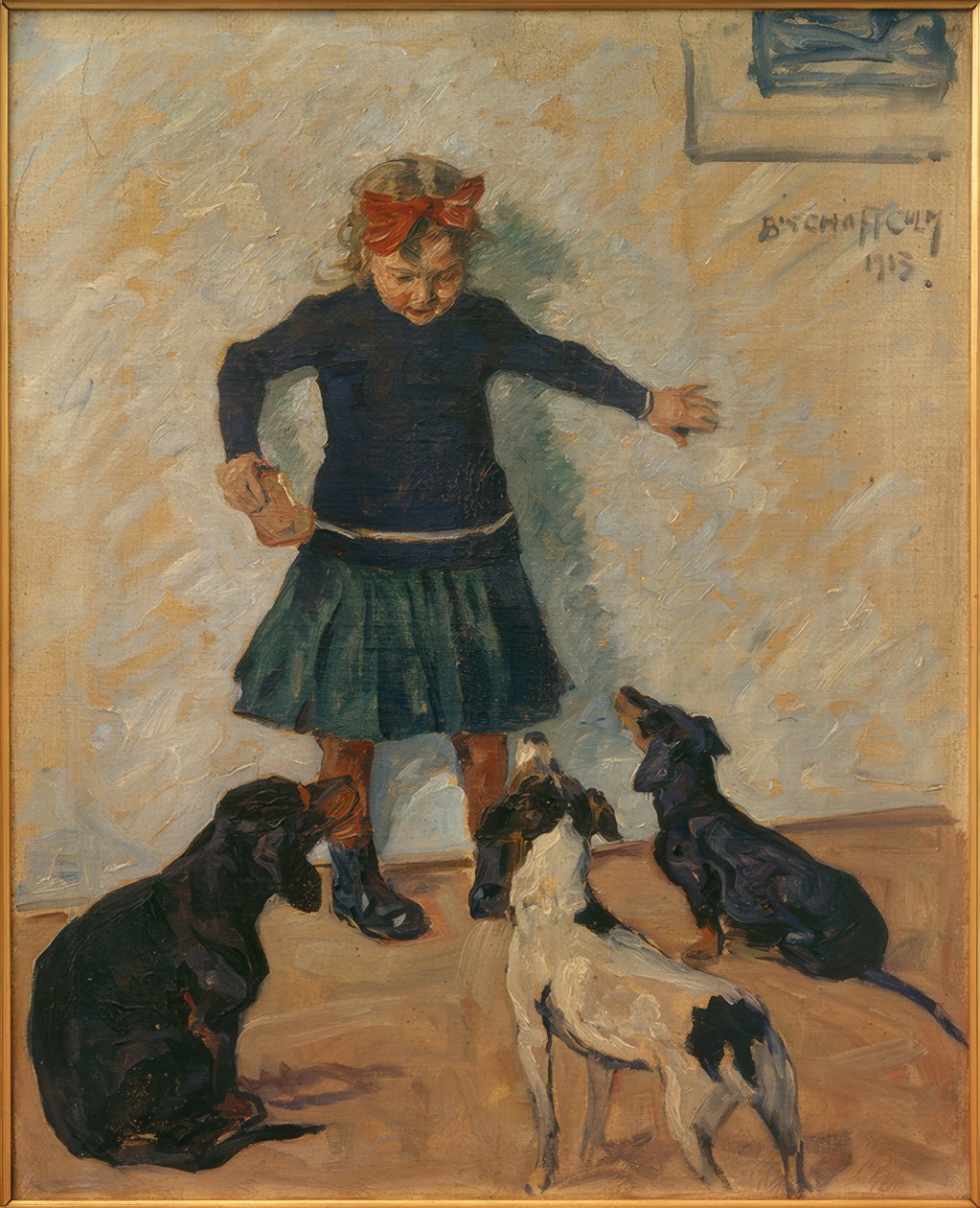 Mädchen mit Hunden von Ernst Bischoff Culm