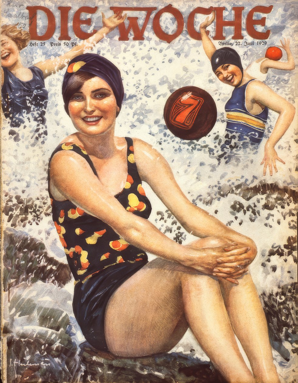 Junge Frauen in den Wellen von Ernst Heilemann