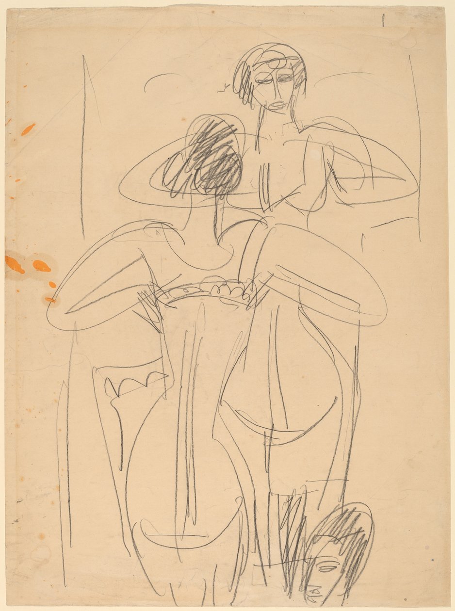 Mädchen vor einem Spiegel, 1912-1913 von Ernst Ludwig Kirchner