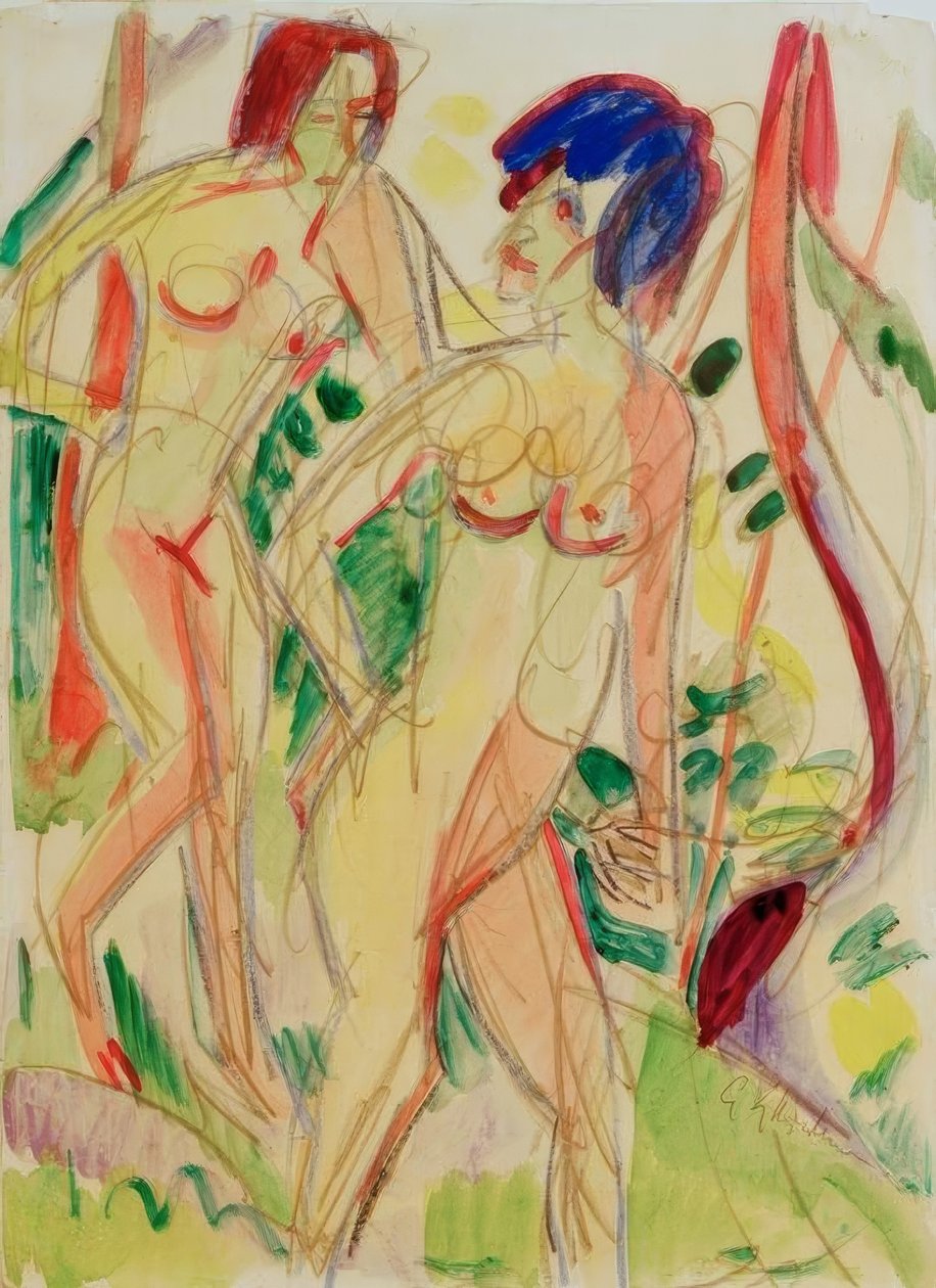 Akt im Walde, blau von Ernst Ludwig Kirchner