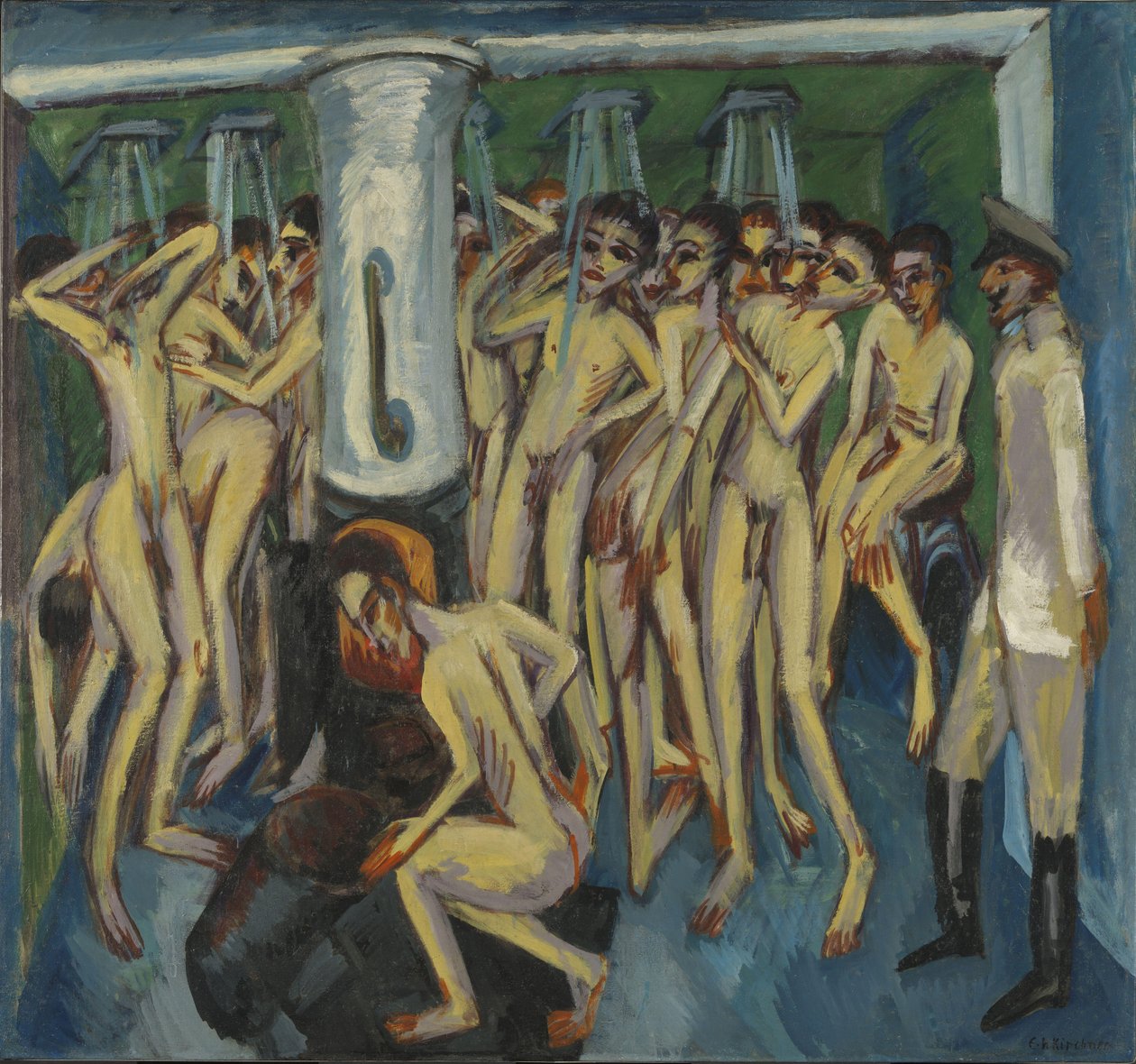 Artilleristen in der Dusche von Ernst Ludwig Kirchner
