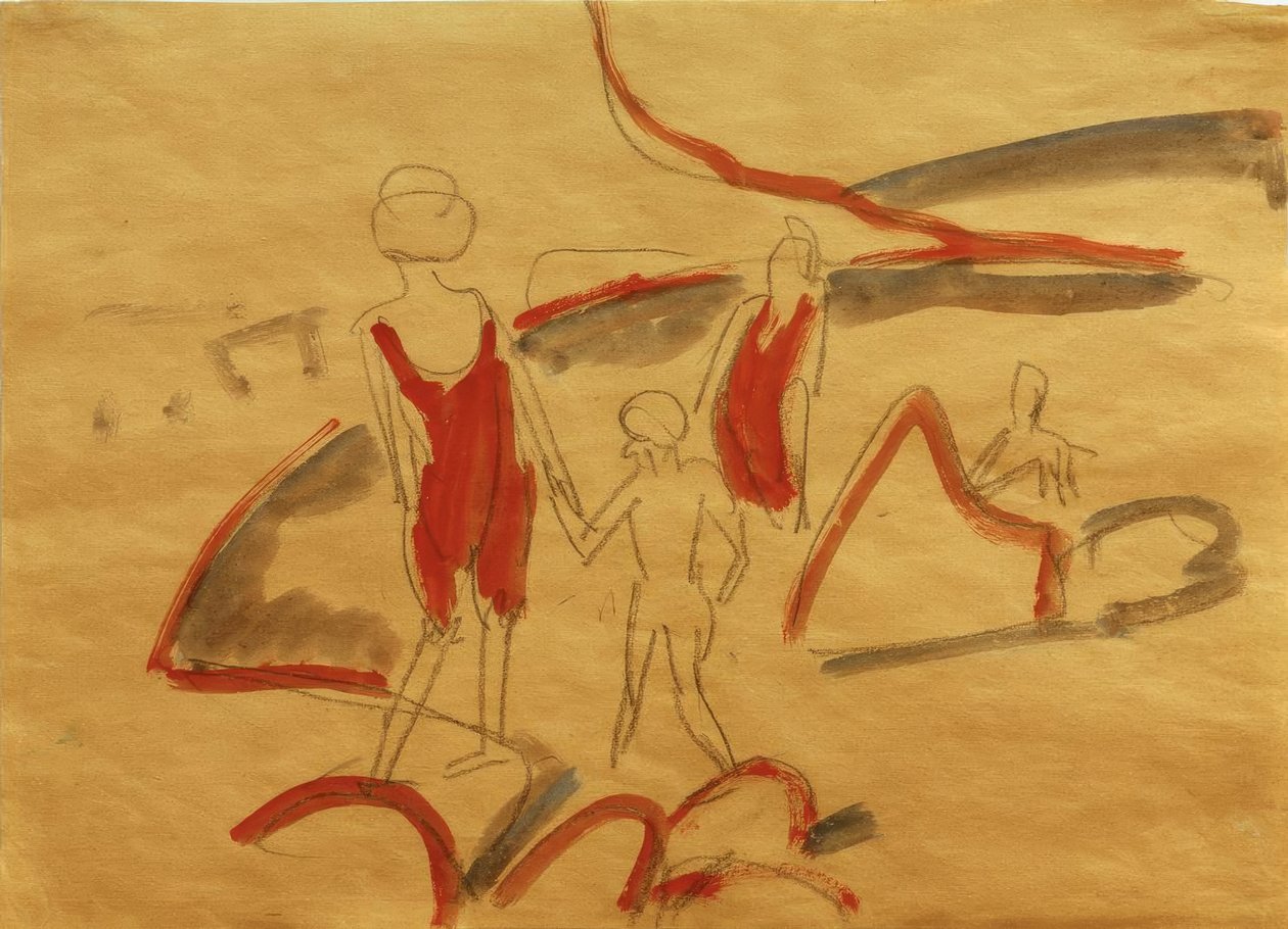 Badende am Fehmarnstrand von Ernst Ludwig Kirchner