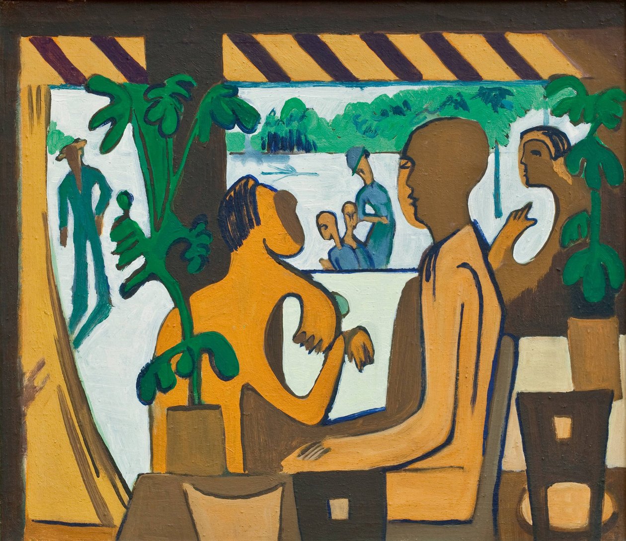 Braune Figuren in einem Café, 1928-1929 von Ernst Ludwig Kirchner