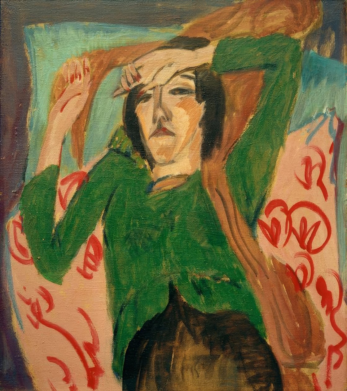 Frau in grüner Jacke von Ernst Ludwig Kirchner