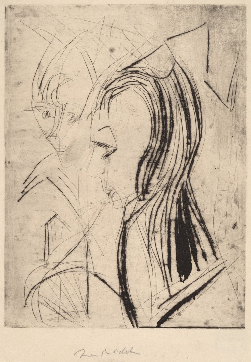 Köpfe von zwei Mädchen von Ernst Ludwig Kirchner