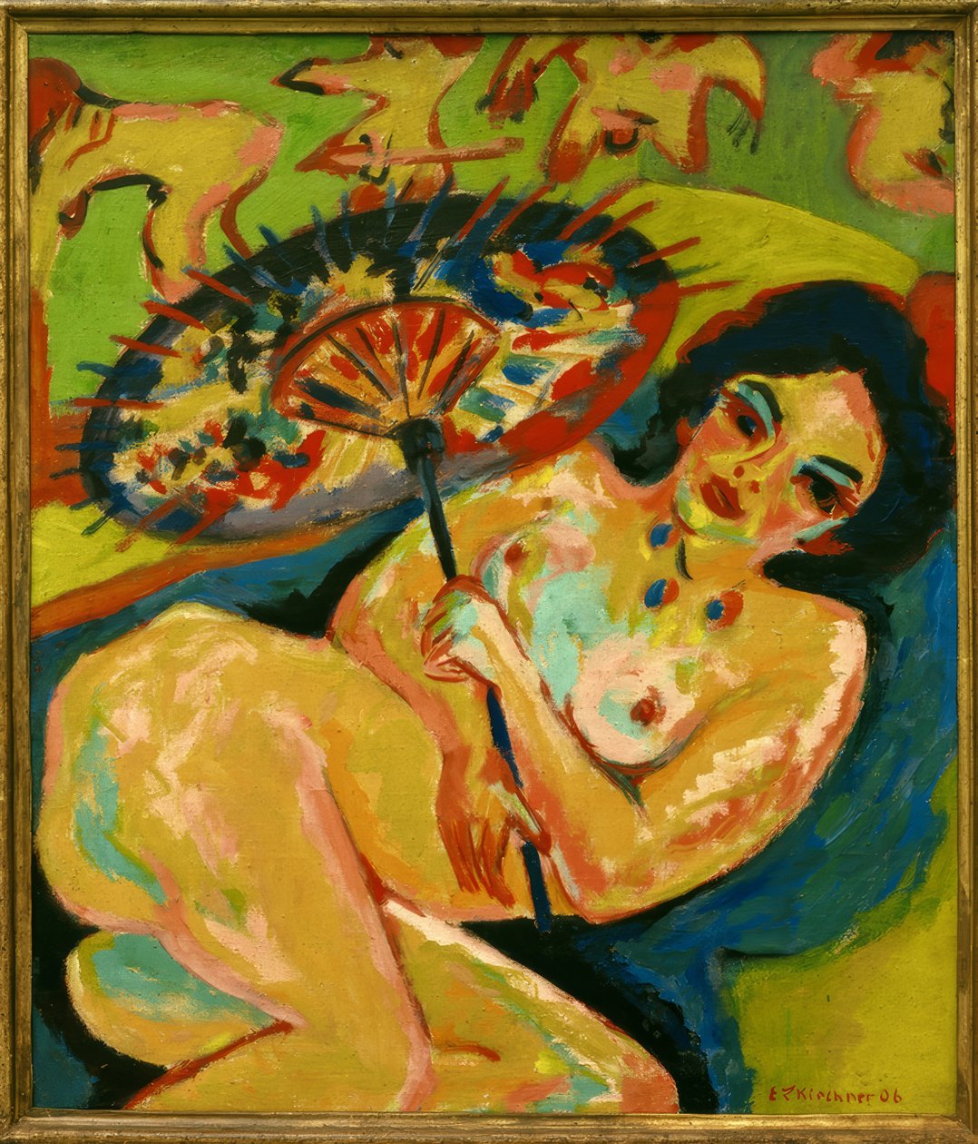 Mädchen unter Japanschirm von Ernst Ludwig Kirchner
