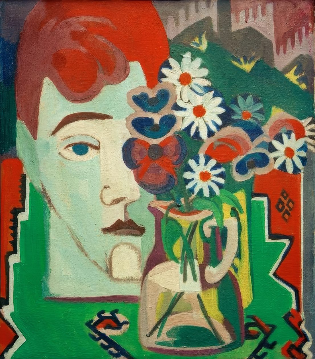 Müllerkopf mit Blumen von Ernst Ludwig Kirchner