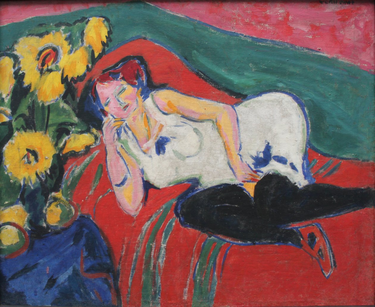 Ruhende Frau in weißem Hemd von Ernst Ludwig Kirchner