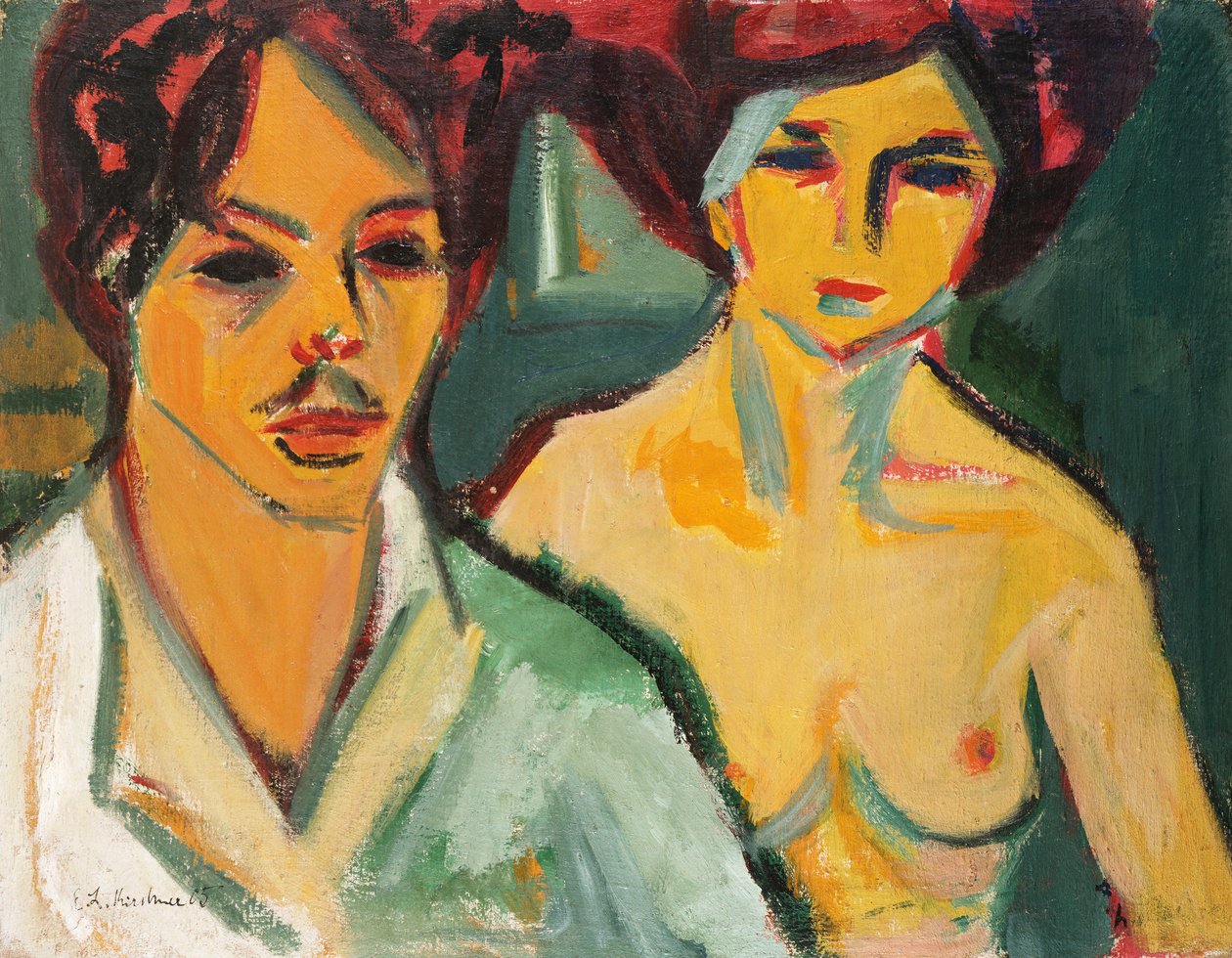 Selbstporträt mit Modell, 1905 von Ernst Ludwig Kirchner