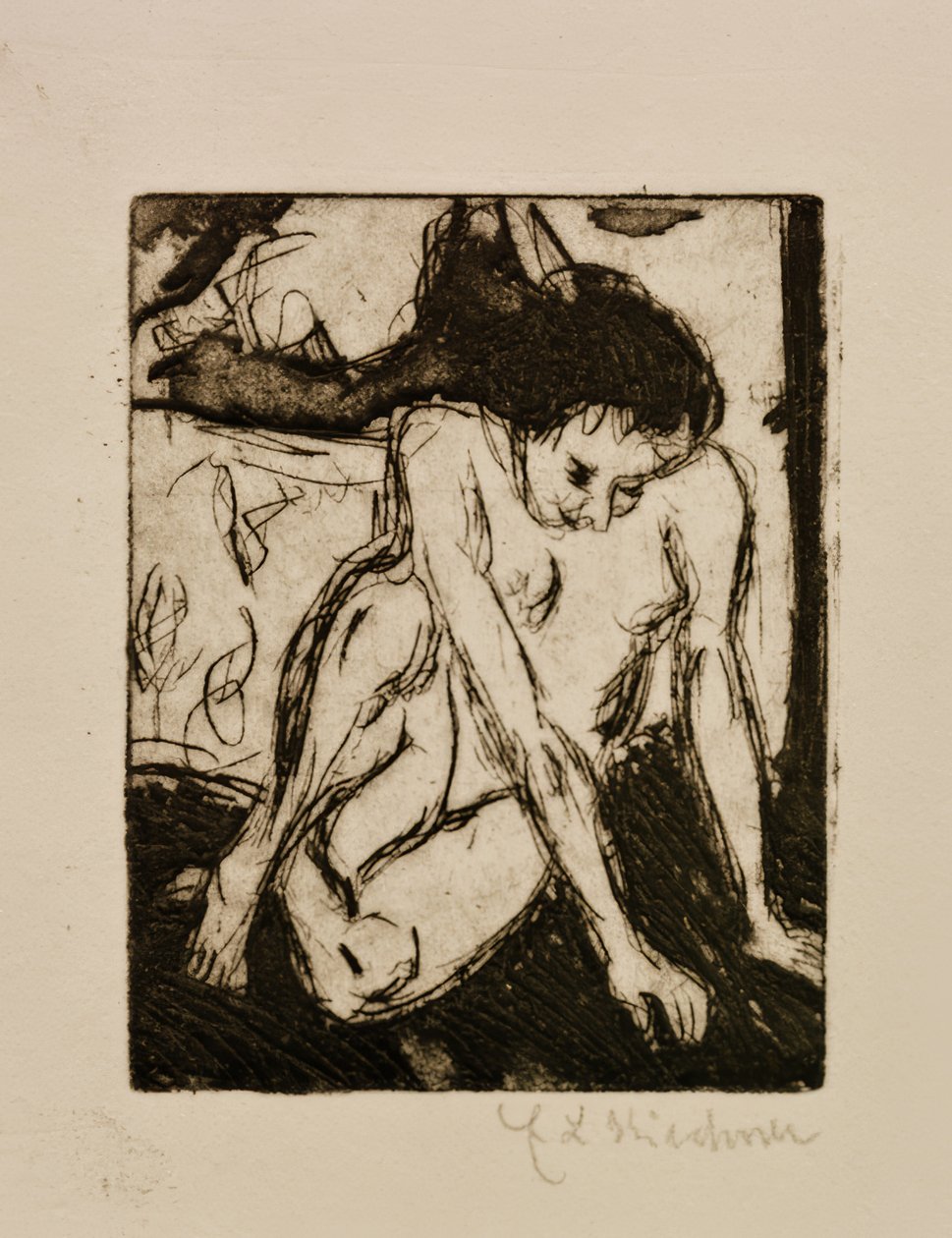 Sitzendes nacktes Mädchen von Ernst Ludwig Kirchner
