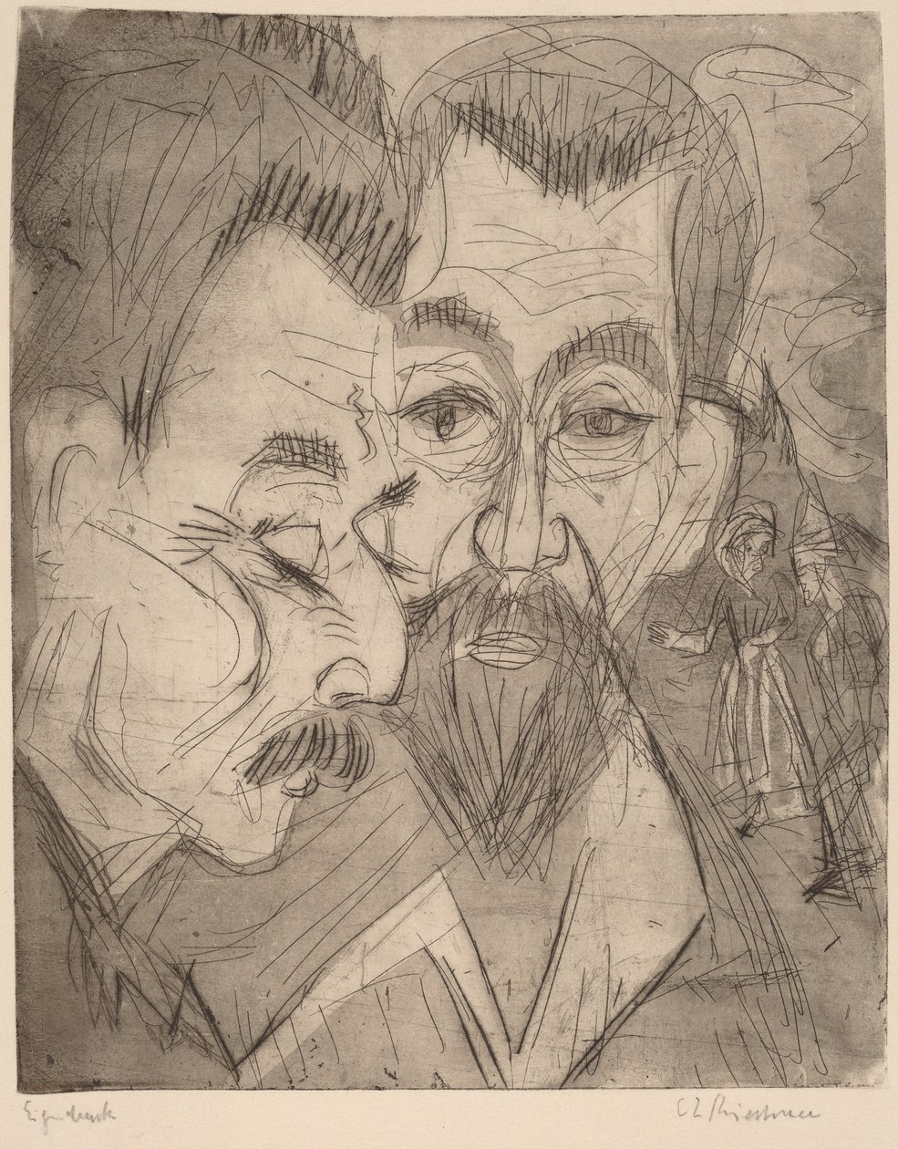 Zwei Bauernköpfe von Ernst Ludwig Kirchner