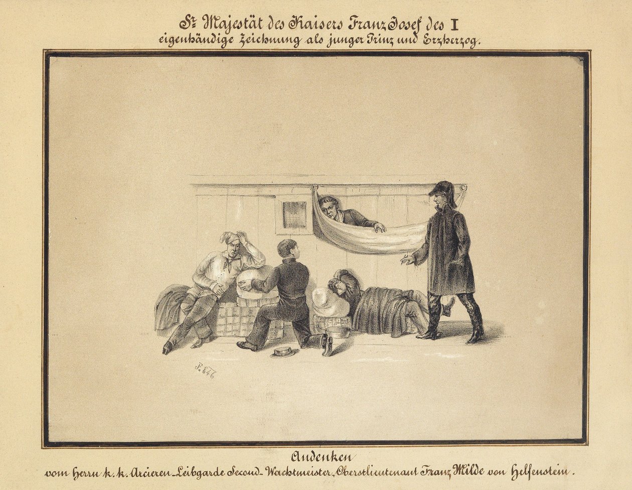 Eine Gruppe von Personen in einem Lazarett von Erzherzog Franz Joseph