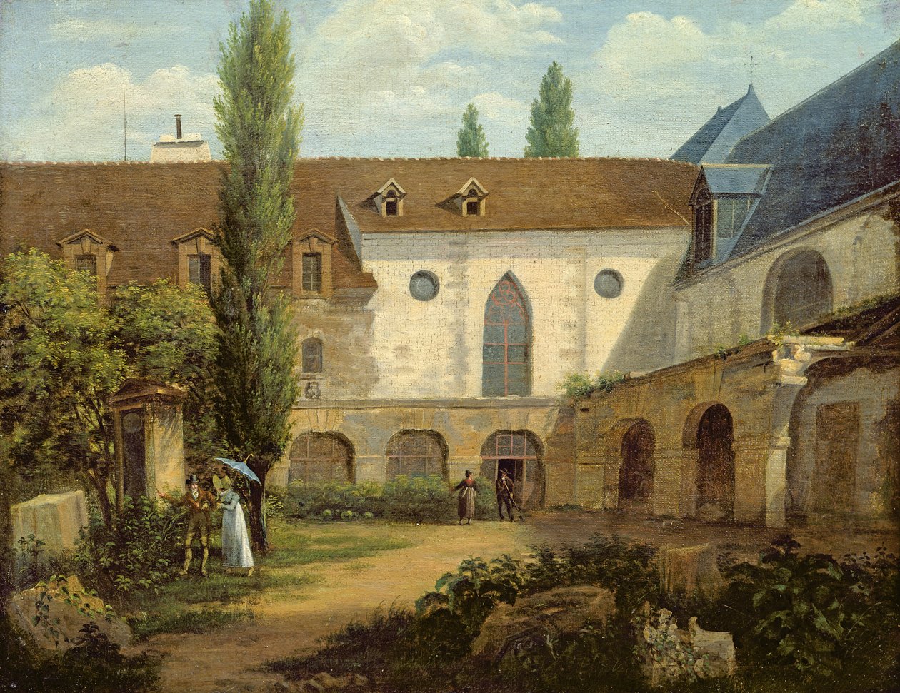 Der Klosterhof der Petits-Augustins in Paris, ca. 1818 von Etienne Bouhot