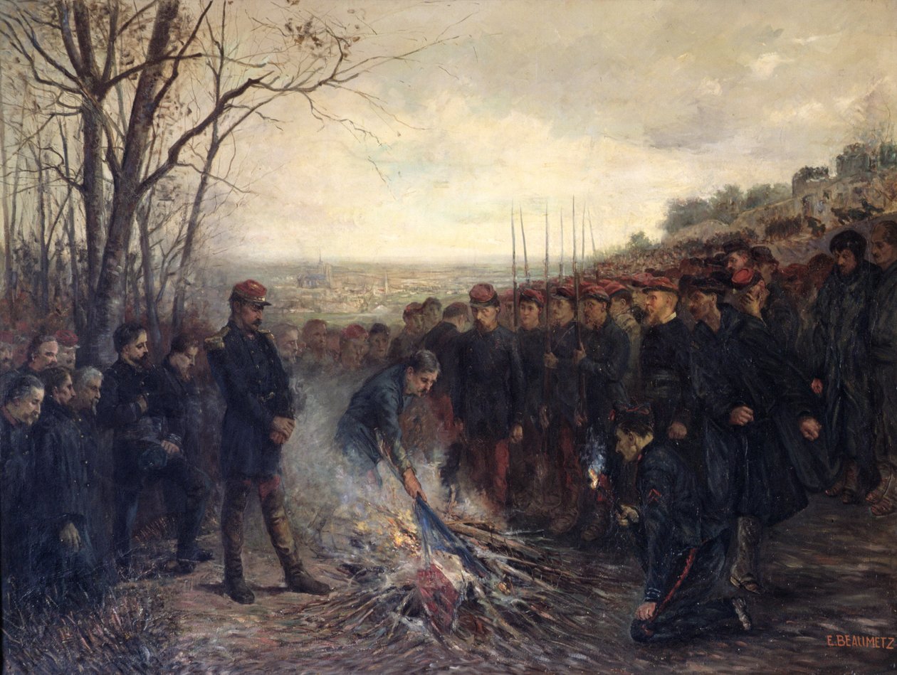 General Lapasset (1817-75) verbrennt seine Fahnen, 26. Oktober 1870, 1882 von Etienne Dujardin Beaumetz