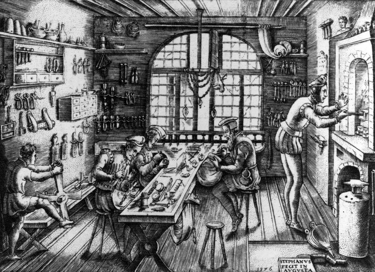 Eine Goldschmiedewerkstatt von Etienne Delaune
