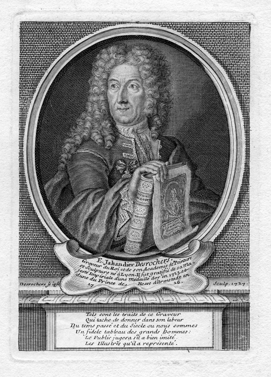Selbstporträt (Gravur) von Etienne Jehandier Desrochers