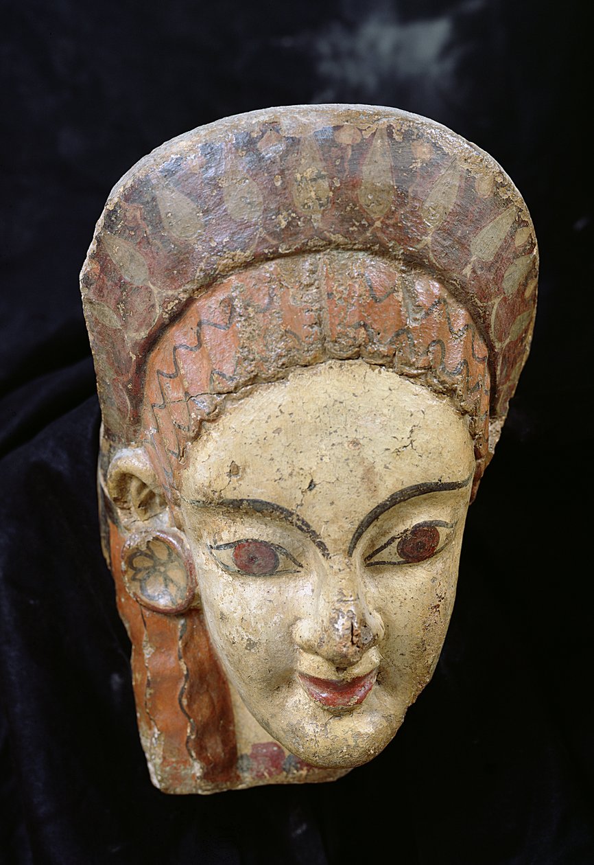 Antefix mit einem Frauenkopf, aus Cerveteri von Etruscan