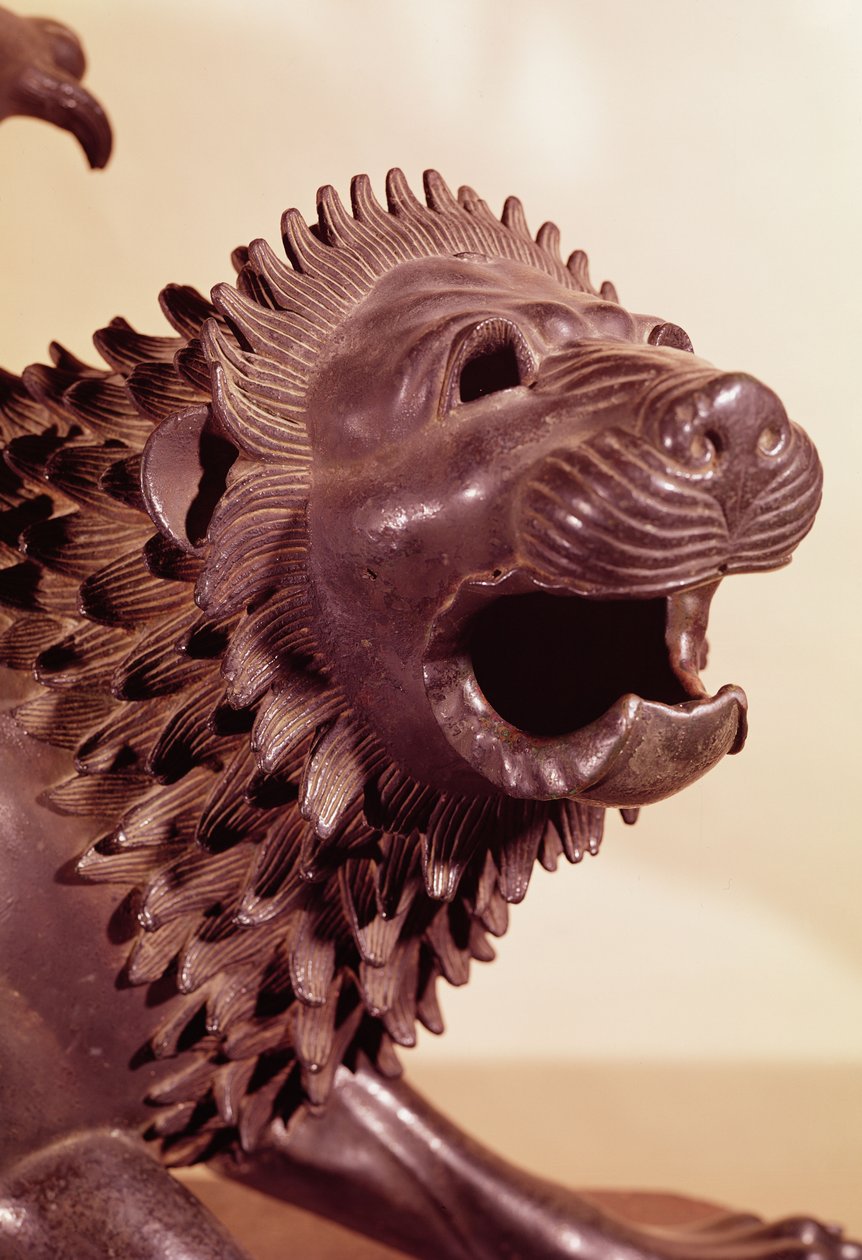 Chimäre, Detail des Kopfes (Bronze) von Etruscan