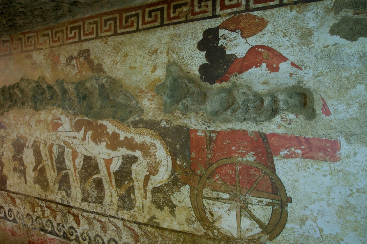 Wandmalerei aus dem Grab des Infernal Quadriga (Detail) von Etruscan