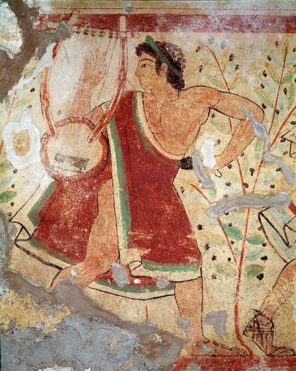 Ein Leierspieler (Fresko, 520 v. Chr.) von Etruscan