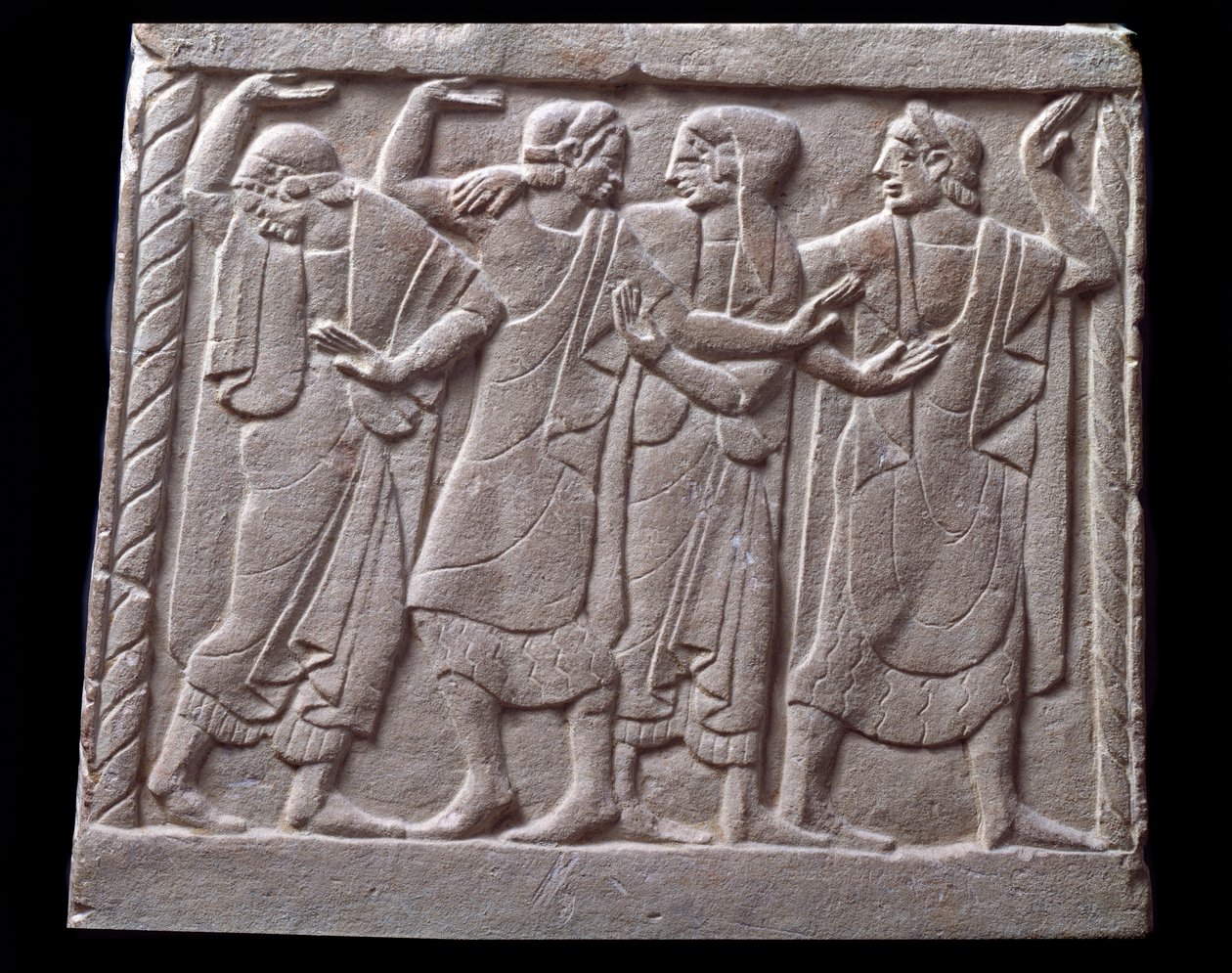 Tanzszene, Flachrelief eines Marmorepitaphs von Etruscan Etruscan