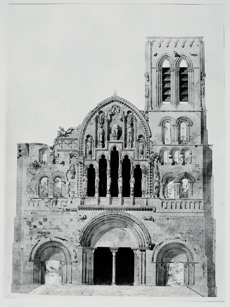 Die Fassade von La Madeleine de Vezelay von Eugene Emmanuel Viollet le Duc