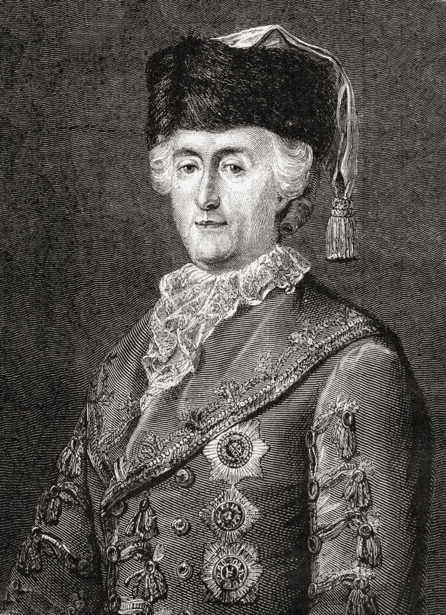 Katharina II., graviert von Stephane Pannemaker aus 