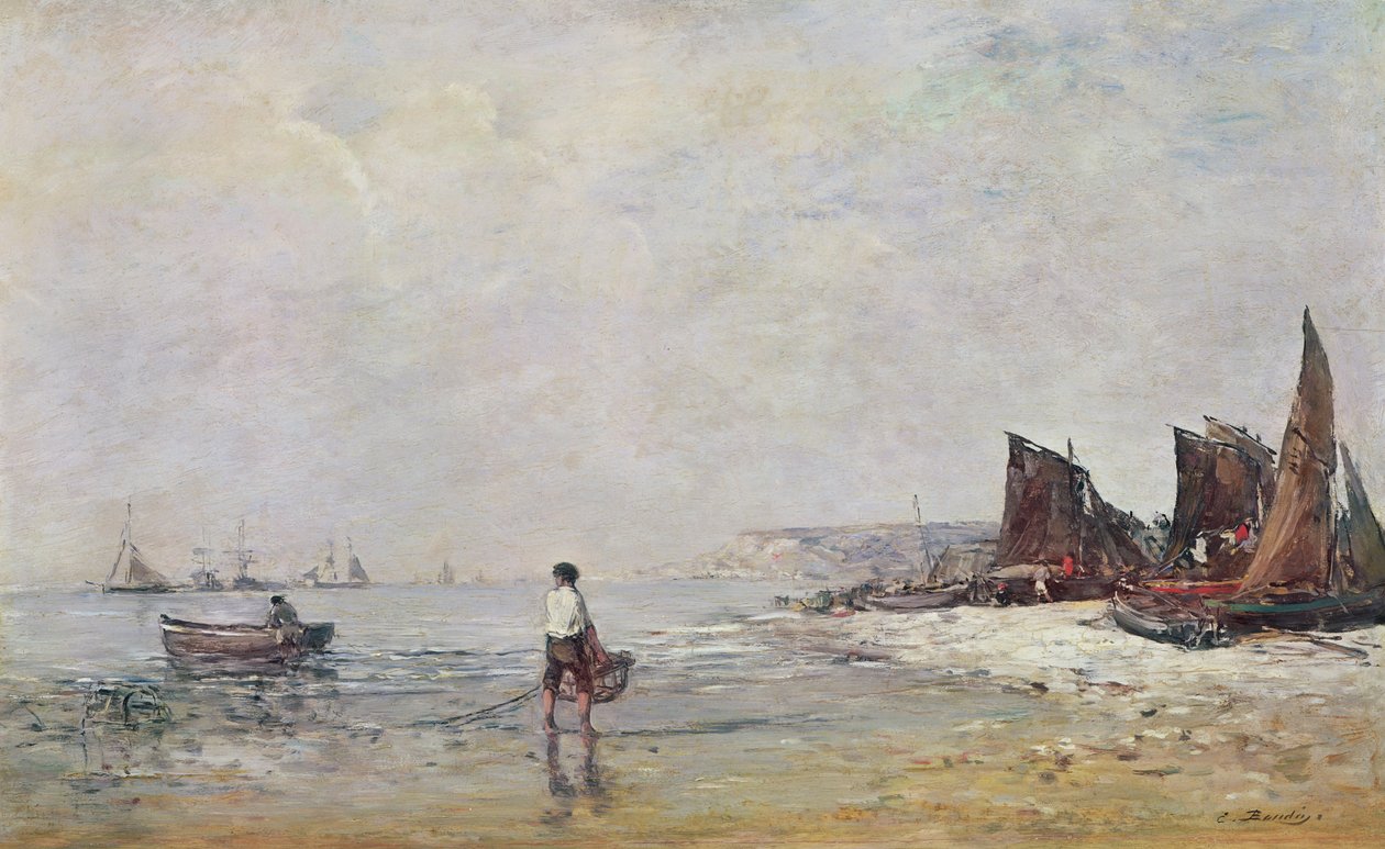 Fischer in Villerville, Ebbe von Eugene Louis Boudin