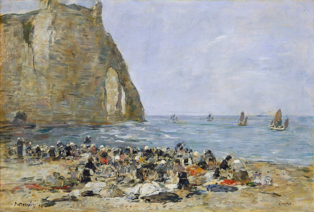 Wäscherinnen am Strand von Etretat, 1894 von Eugene Louis Boudin