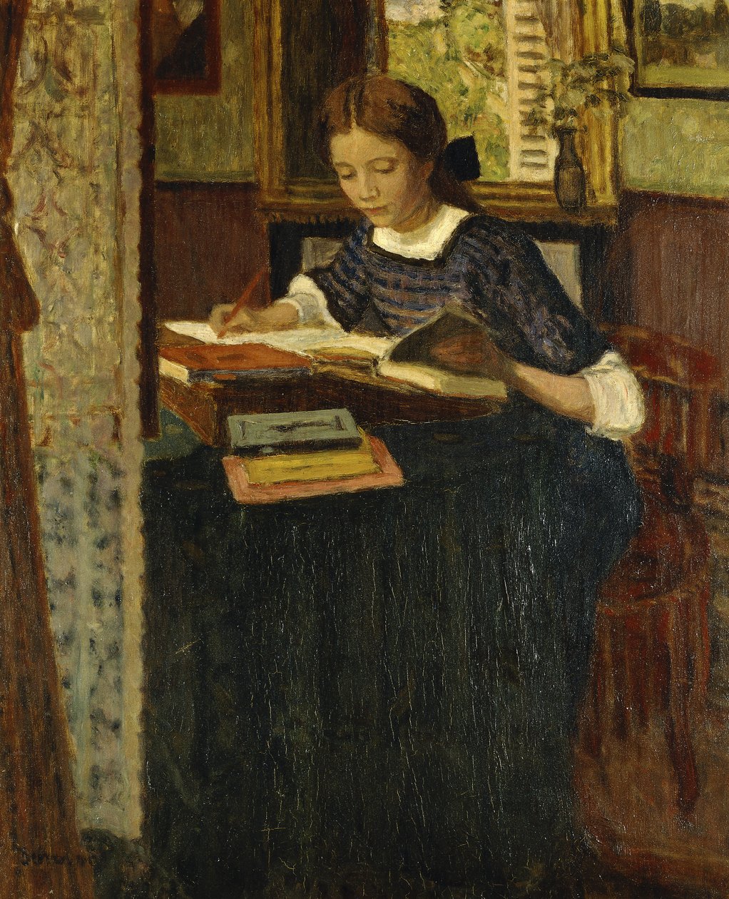 Mädchen beim Schreiben von Eugene Antoine Durenne