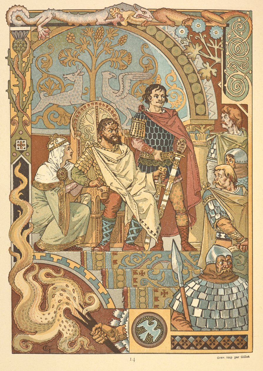 Ein König auf seinem Thron, im Gericht von Eugene Grasset