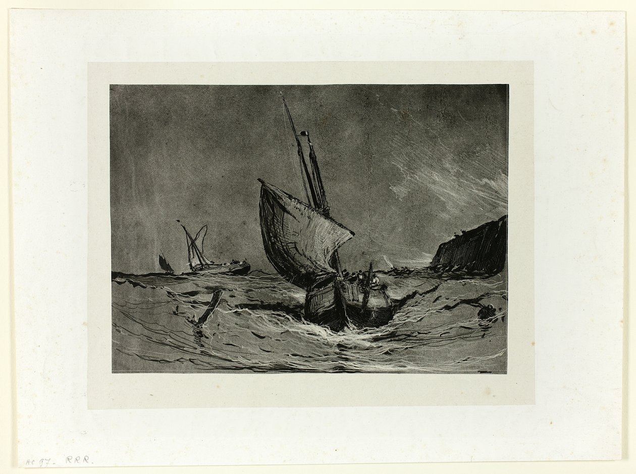Fischerboot in einem Sturm von Eugene Isabey