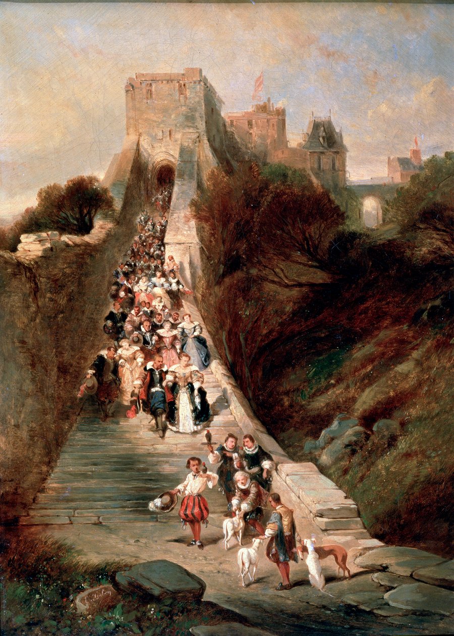 Das Verlassen der Burg, 19. Jahrhundert von Eugene Isabey