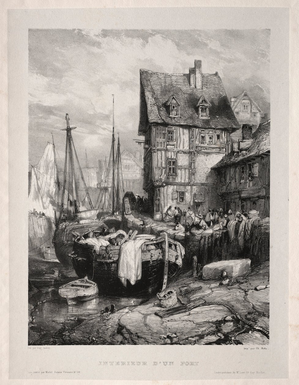 Sechs Marines: Innenansicht eines Hafens, 1833 von Eugene Isabey
