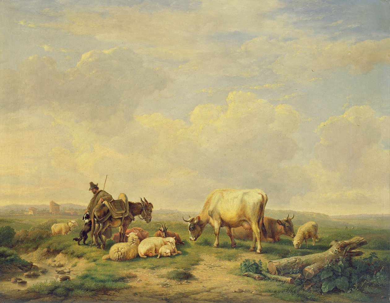 Hirte und Herde, ca. 1880 von Eugene Joseph Verboeckhoven