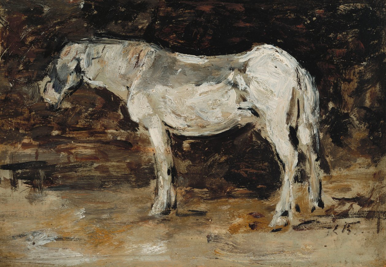 Weißes Pferd, um 1885-90 von Eugene Louis Boudin
