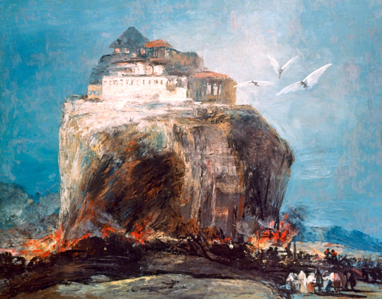 Stadt auf dem Felsen, ca. 1878-1918 von Eugenio Lucas Villamil