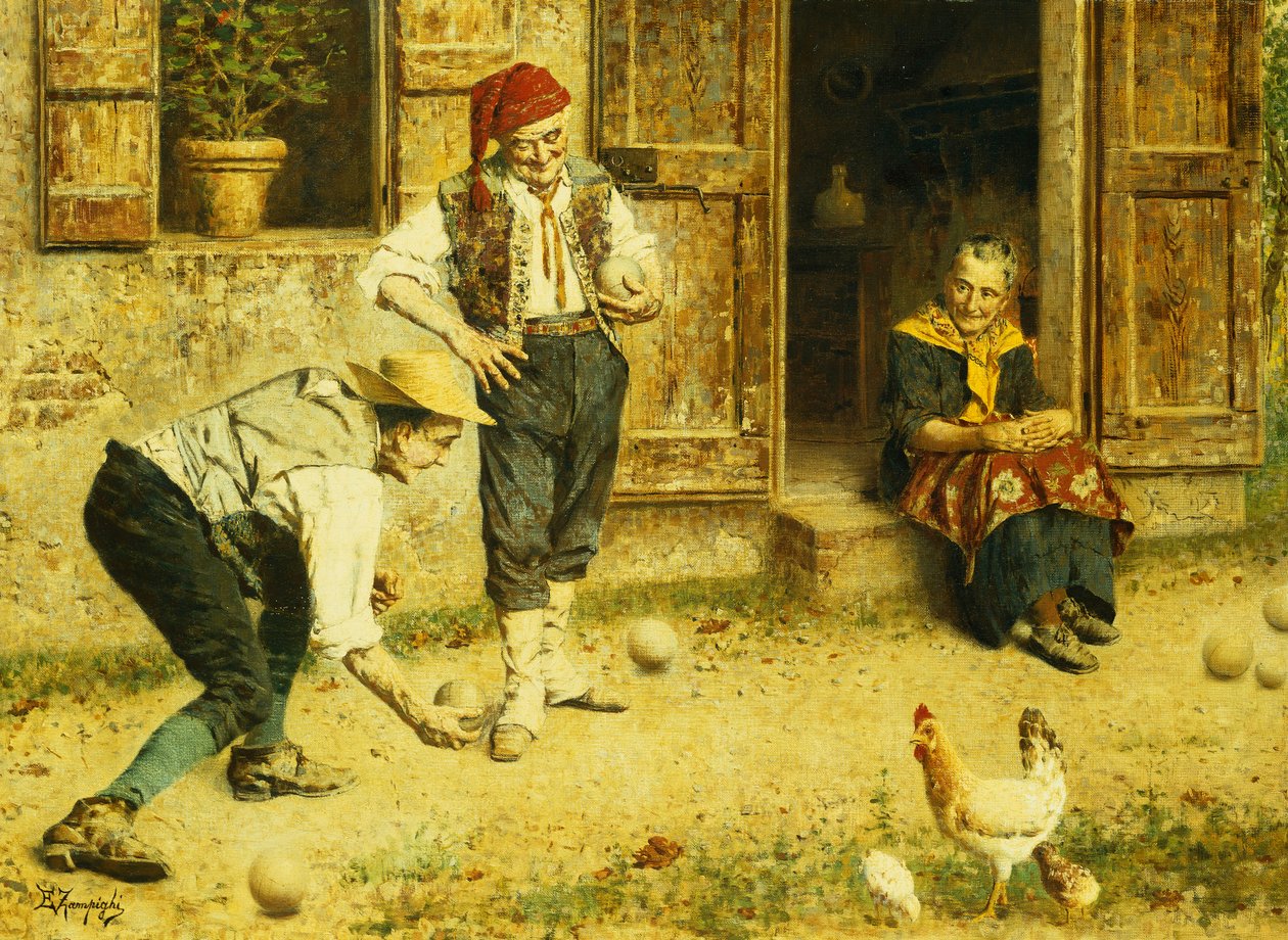 Ein Spiel Bocci von Eugenio Zampighi
