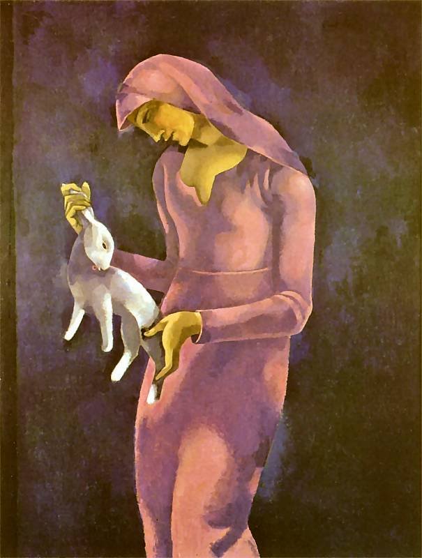 Frau mit Kaninchen von Eugeniusz Zak