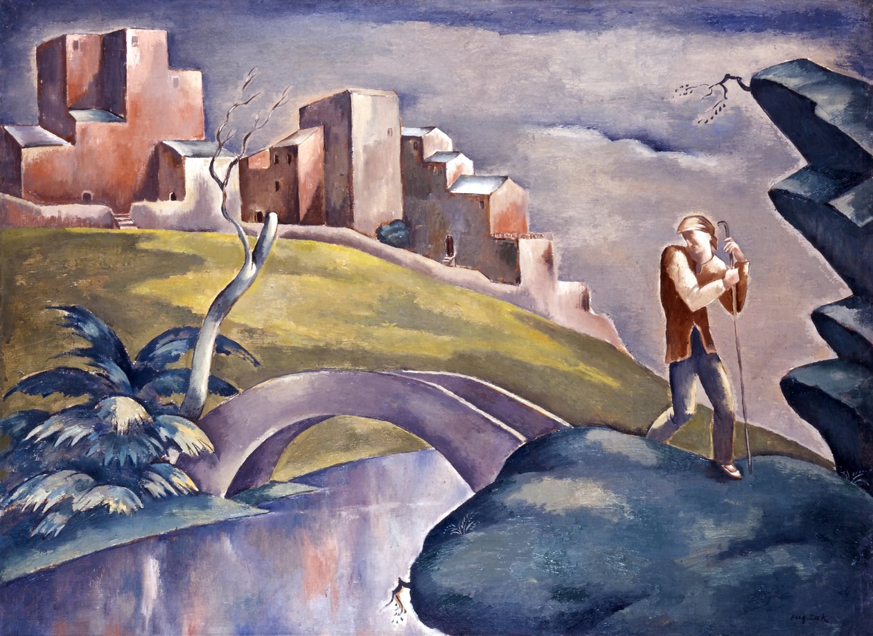 Landschaft mit menschlichen Figuren, Landschaft mit Wanderer von Eugeniusz Zak