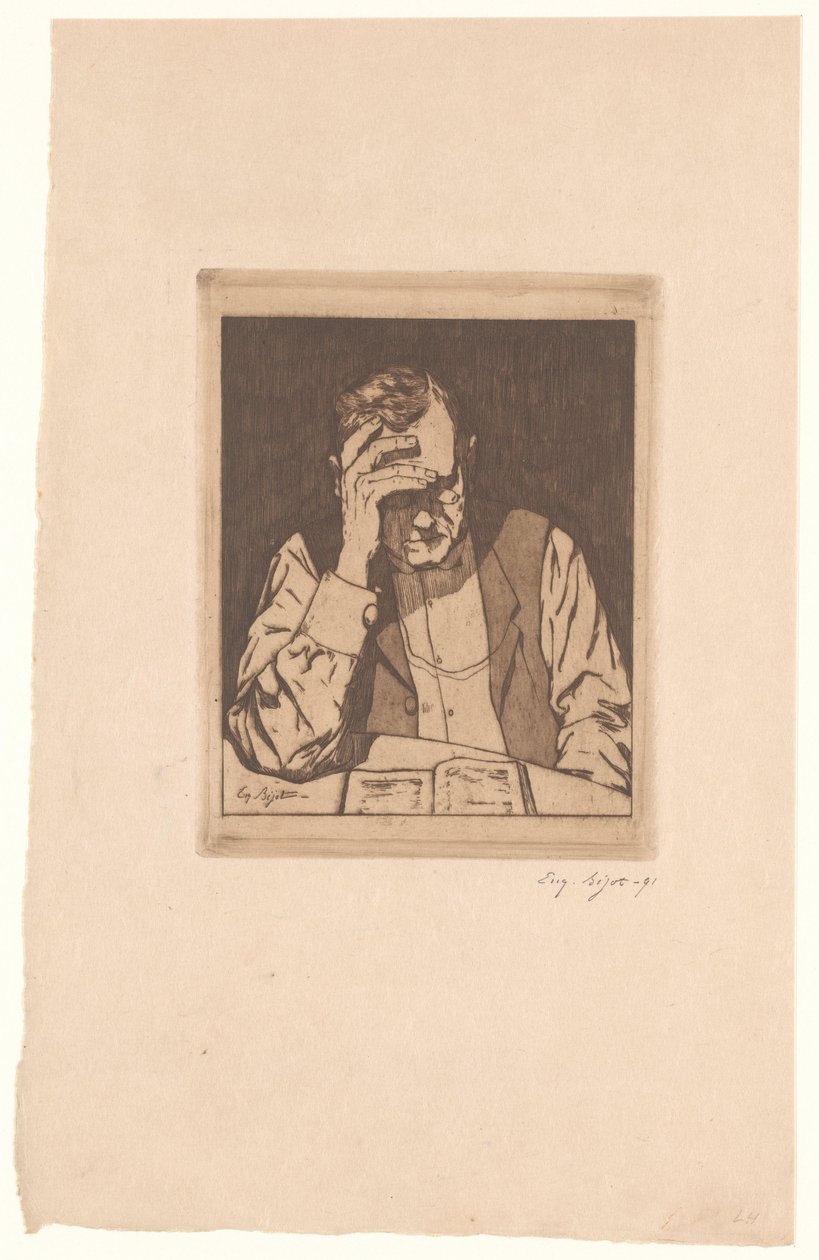 Lesender Mann von Eugène Bejot (signed by artist)