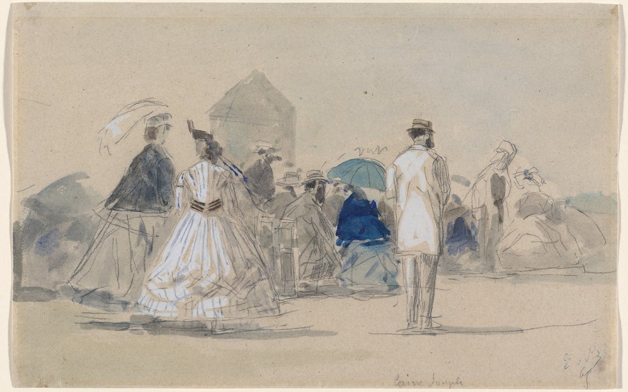 Reifröcke am Strand von Eugène Boudin