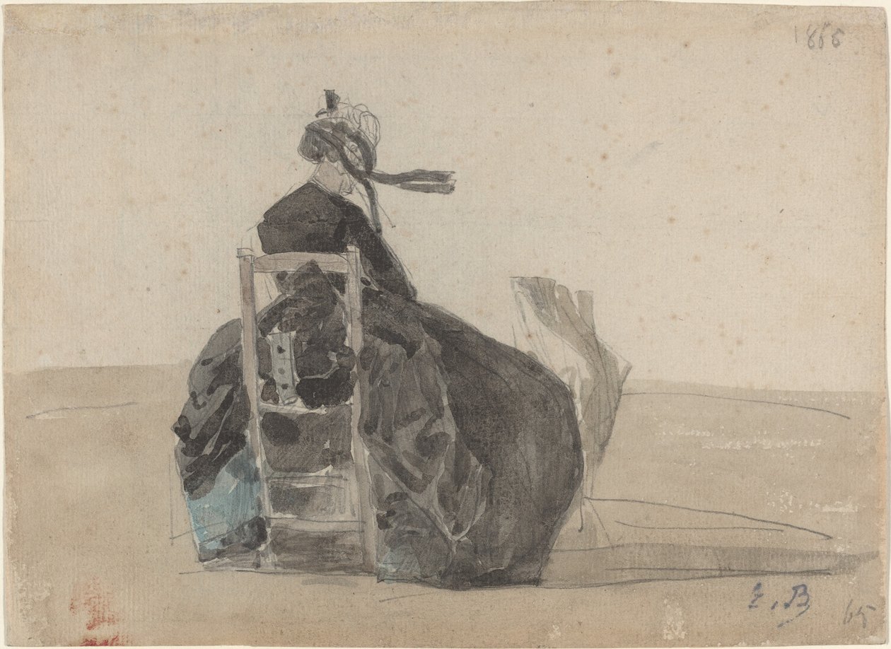 Sitzende Dame in Schwarz, Trouville von Eugène Boudin