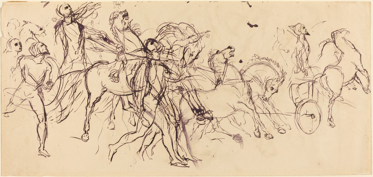 Wagenlenker (recto und verso) von Eugène Delacroix